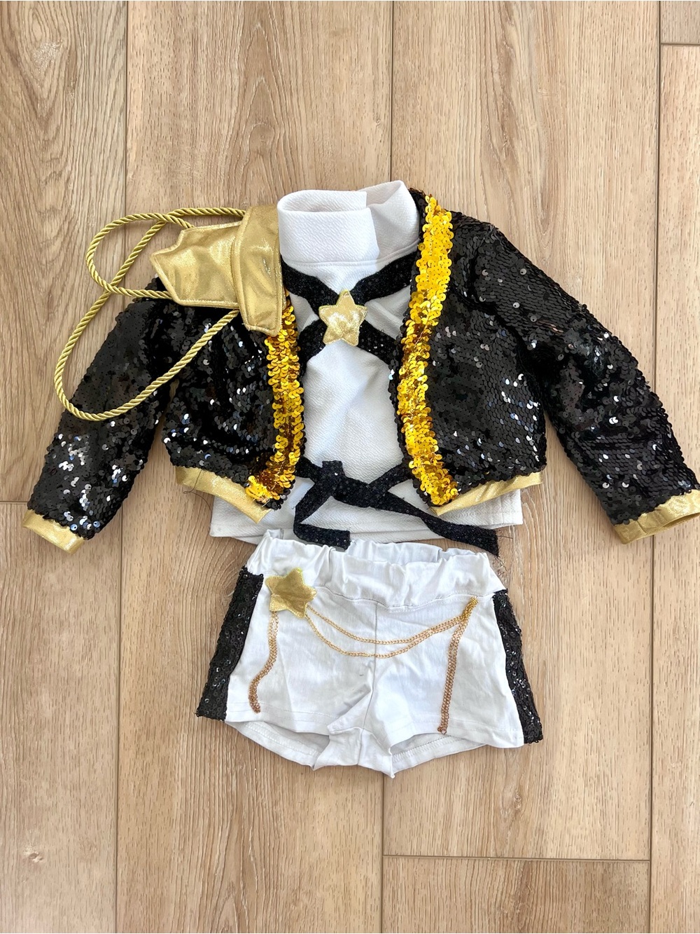 Rumi Costume Sequin Jacket & Shorts Set - Black & Gold